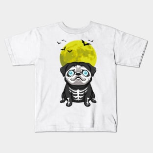 Pug's Haunting Howl: Halloween Moonlit Delight Kids T-Shirt